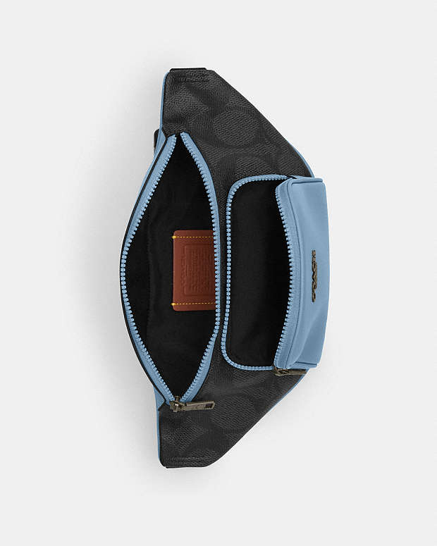 Racer Small Belt Bag In Maxi Signature Canvas Qb-Charcoal-Pool Qb-Charcoal-Pool