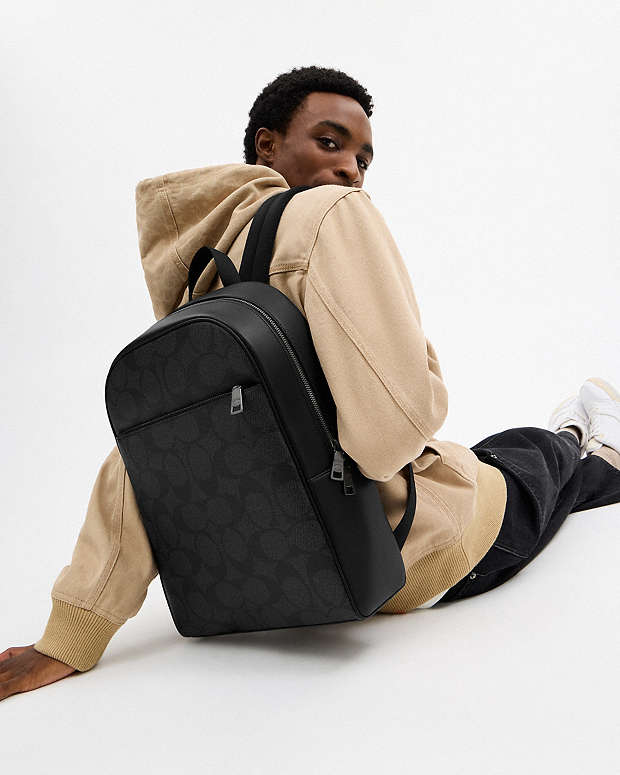 Owen Backpack In Signature Canvas Signature Canvas-Gunmetal-Charcoal-Black Signature Canvas-Gunmetal-Charcoal-Black
