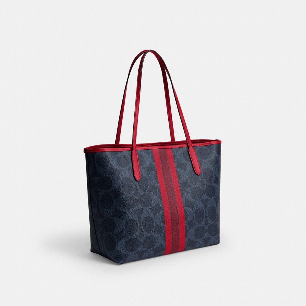 City Tote Bag In Signature Canvas With Coach Graphic Im-Denim-Bold Red Im-Denim-Bold Red