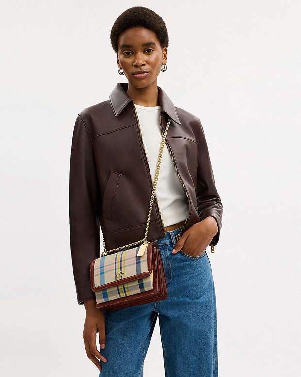 Klare Crossbody Bag With Plaid Print Im-Dark Natural Multi Im-Dark Natural Multi