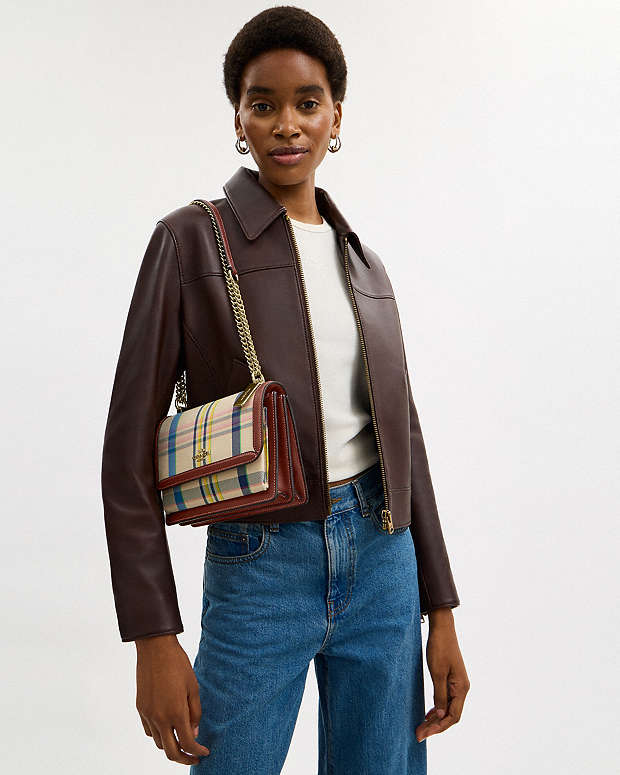 Klare Crossbody Bag With Plaid Print Im-Dark Natural Multi Im-Dark Natural Multi