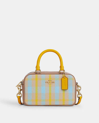 Satchel Crossbody Bag With Plaid Print Im-Bright Maize Multi Im-Bright Maize Multi