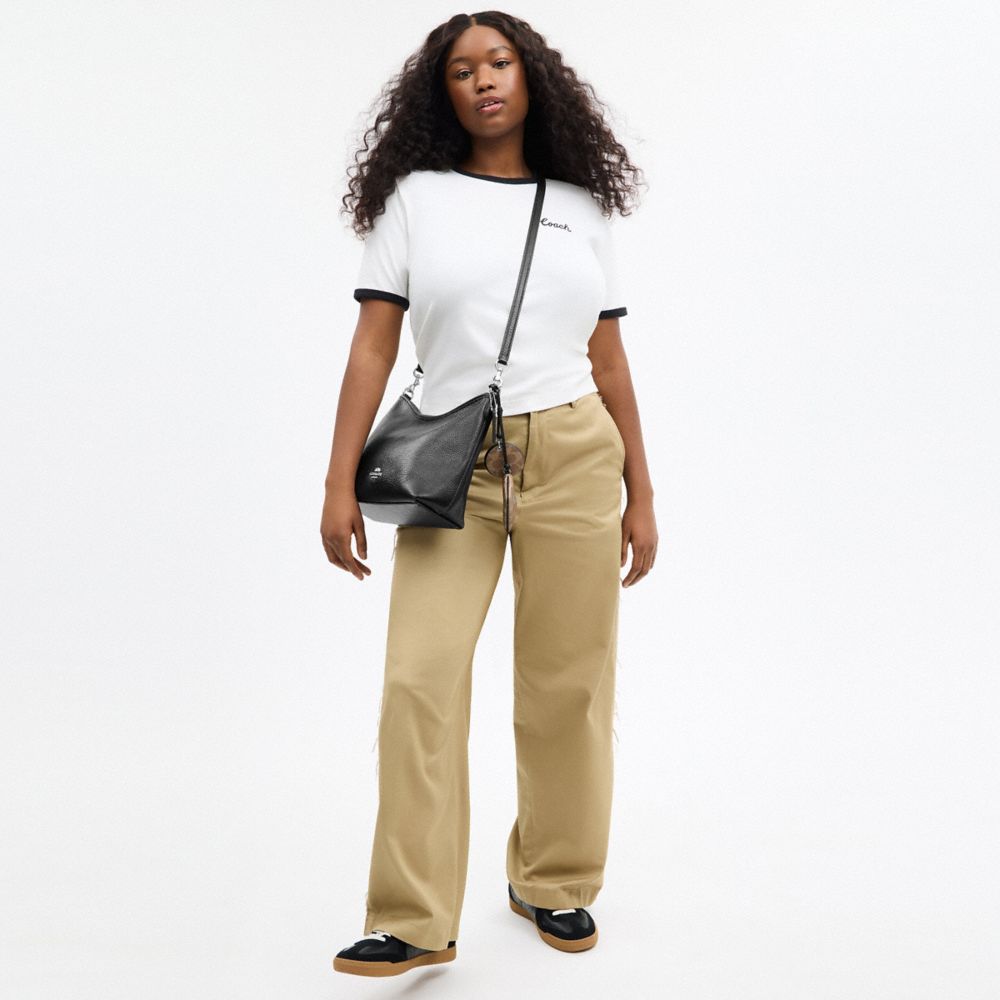 Laurel Shoulder Bag With Mirror Charm And Pouch Pebbled Leather-Sv-Black-Tan Pebbled Leather-Sv-Black-Tan