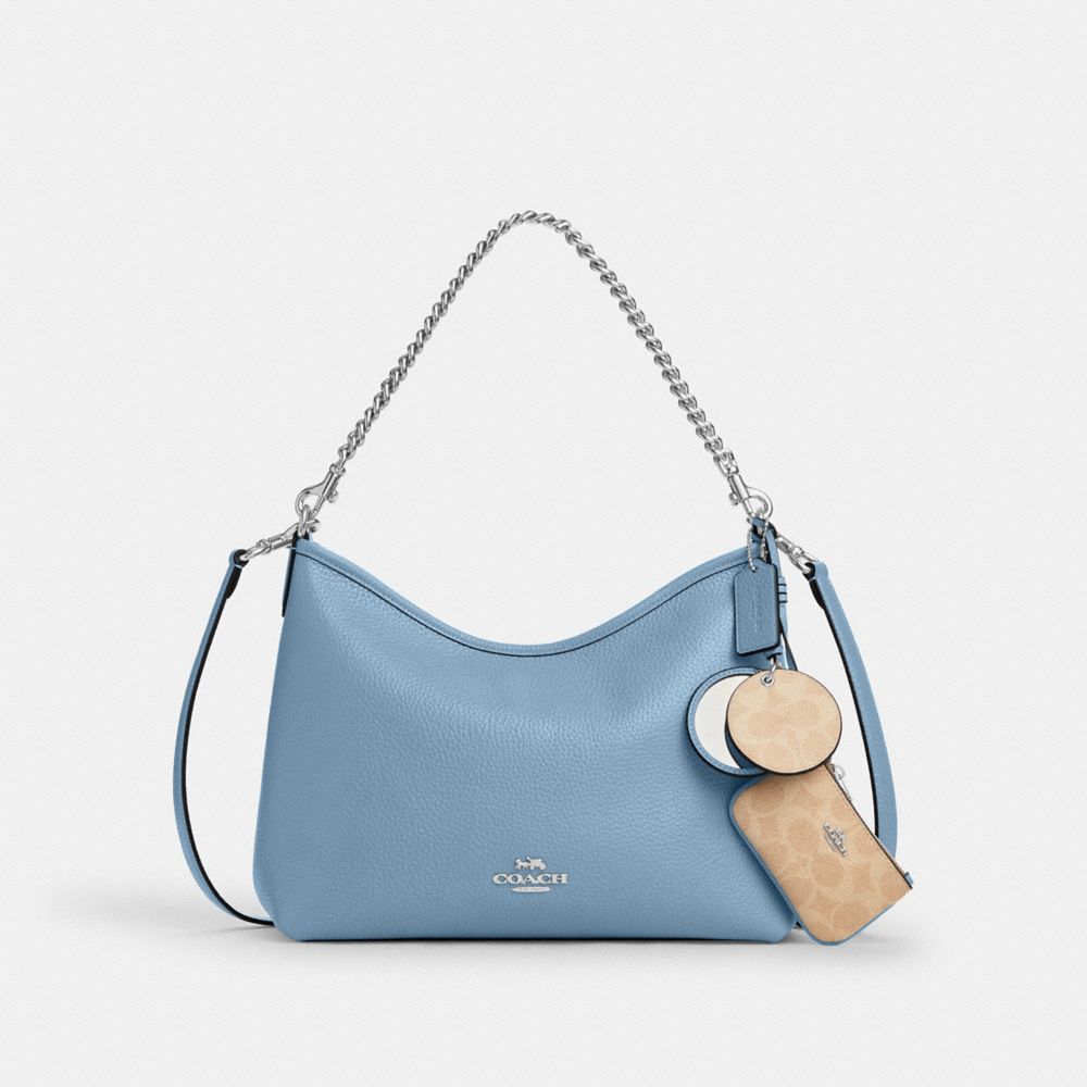 Laurel Shoulder Bag With Mirror Charm And Pouch Pebbled Leather-Sv-Pool-Sand Pebbled Leather-Sv-Pool-Sand