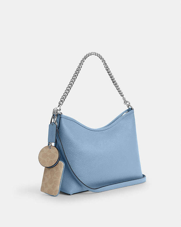 Laurel Shoulder Bag With Mirror Charm And Pouch Pebbled Leather-Sv-Pool-Sand Pebbled Leather-Sv-Pool-Sand