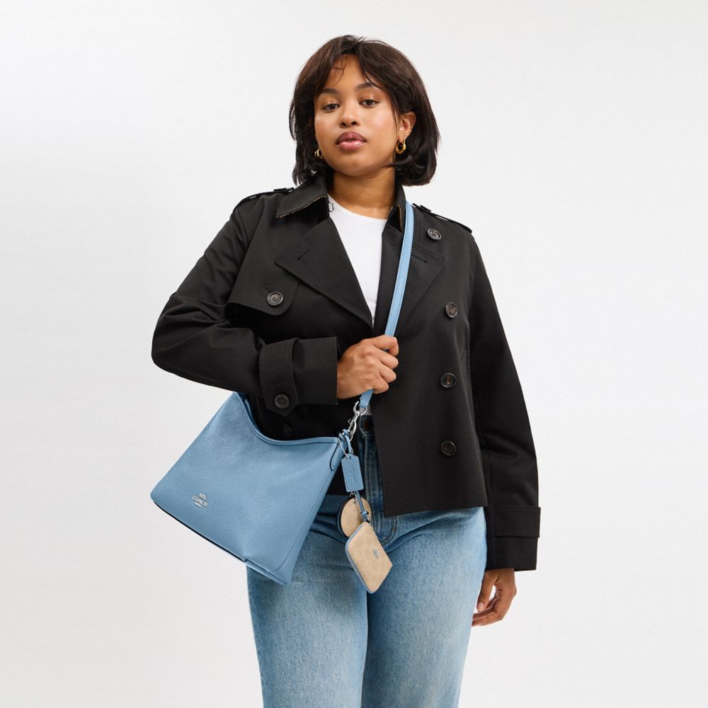 Laurel Shoulder Bag With Mirror Charm And Pouch Pebbled Leather-Sv-Pool-Sand Pebbled Leather-Sv-Pool-Sand