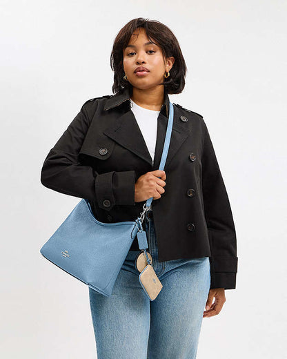 Laurel Shoulder Bag With Mirror Charm And Pouch Pebbled Leather-Sv-Pool-Sand Pebbled Leather-Sv-Pool-Sand