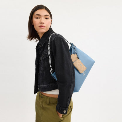 Laurel Shoulder Bag With Mirror Charm And Pouch Pebbled Leather-Sv-Pool-Sand Pebbled Leather-Sv-Pool-Sand