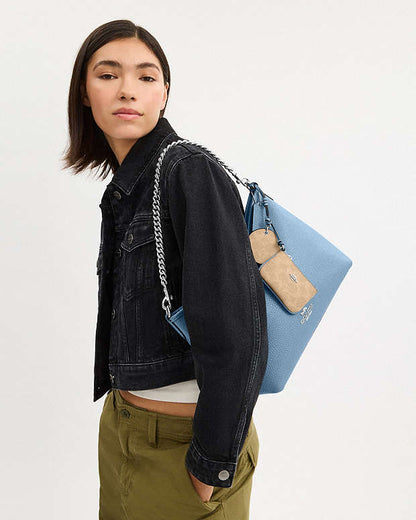 Laurel Shoulder Bag With Mirror Charm And Pouch Pebbled Leather-Sv-Pool-Sand Pebbled Leather-Sv-Pool-Sand
