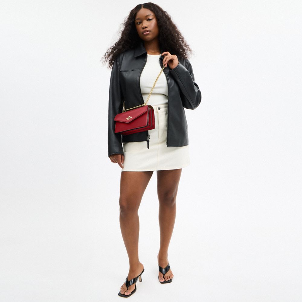 Coach Klare Envelope Crossbody Bag Gold True Red