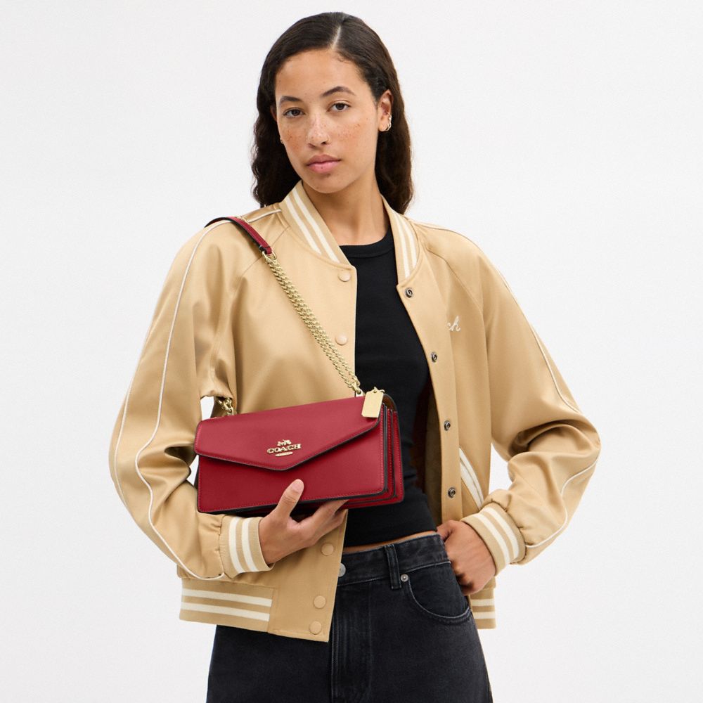 Coach Klare Envelope Crossbody Bag Gold True Red