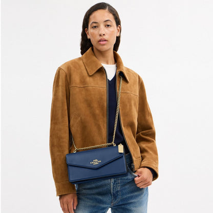 Coach Klare Envelope Crossbody Bag Gold Deep Blue