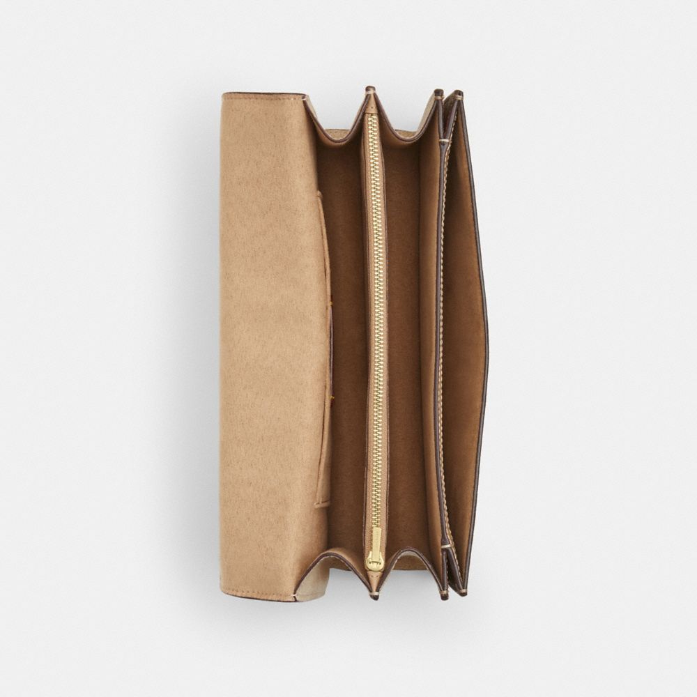 Coach Klare Envelope Crossbody Bag In Blocked Signature Canvas Gold Sand Tan