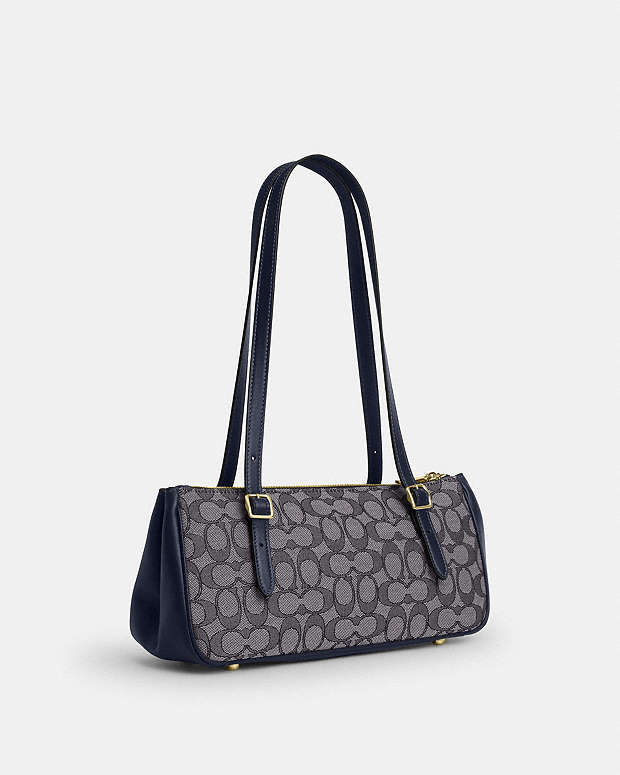 Asher Shoulder Bag In Signature Jacquard Signature Jacquard-Gold-Navy-Midnight Navy Signature Jacquard-Gold-Navy-Midnight Navy