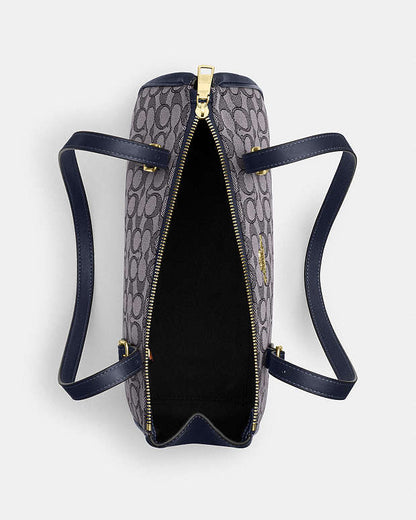 Asher Shoulder Bag In Signature Jacquard Signature Jacquard-Gold-Navy-Midnight Navy Signature Jacquard-Gold-Navy-Midnight Navy