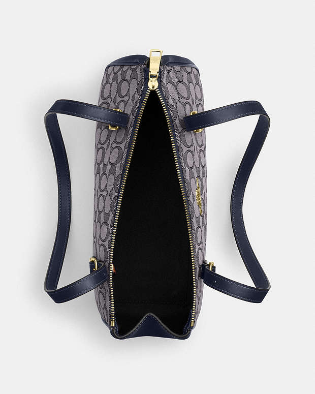 Asher Shoulder Bag In Signature Jacquard Signature Jacquard-Gold-Navy-Midnight Navy Signature Jacquard-Gold-Navy-Midnight Navy