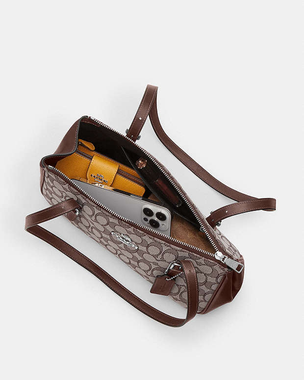Asher Shoulder Bag In Signature Jacquard Signature Jacquard-Silver-Oak-Maple Signature Jacquard-Silver-Oak-Maple