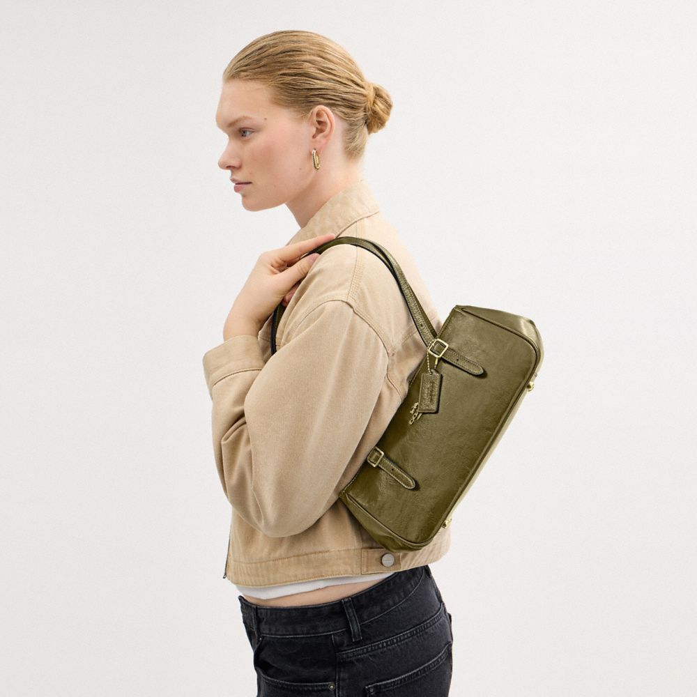 Coach Asher Shoulder Bag Gold Olive