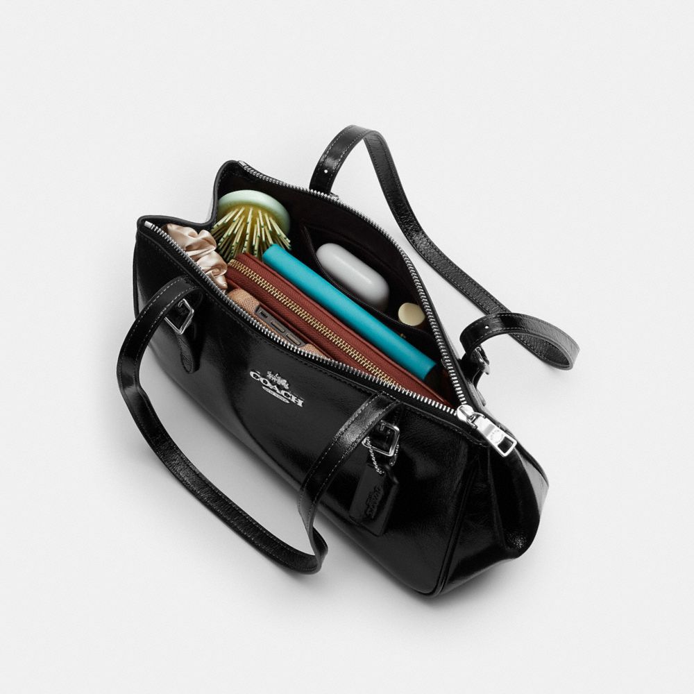 Asher Shoulder Bag Glazed Leather-Silver-Black Glazed Leather-Silver-Black