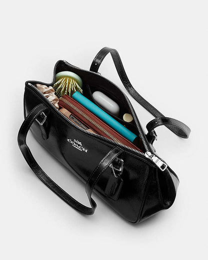 Asher Shoulder Bag Glazed Leather-Silver-Black Glazed Leather-Silver-Black
