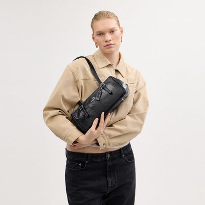 Coach Asher Shoulder Bag Silver Black