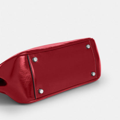 Coach Asher Shoulder Bag Silver Dark Cardinal