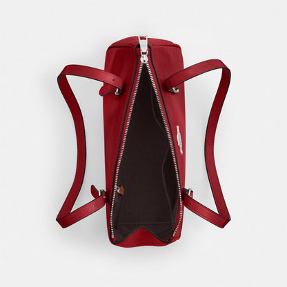 Coach Asher Shoulder Bag Silver Dark Cardinal