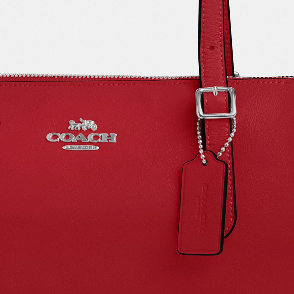 Coach Asher Shoulder Bag Silver Dark Cardinal