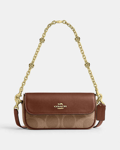 Hailey Flap Bag In Signature Canvas Gold-Tan-Brown Gold-Tan-Brown
