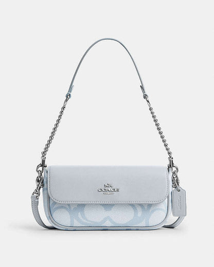 Hailey Flap Bag In Sketch Signature Canvas Signature Canvas-Silver-Ice Blue Signature Canvas-Silver-Ice Blue