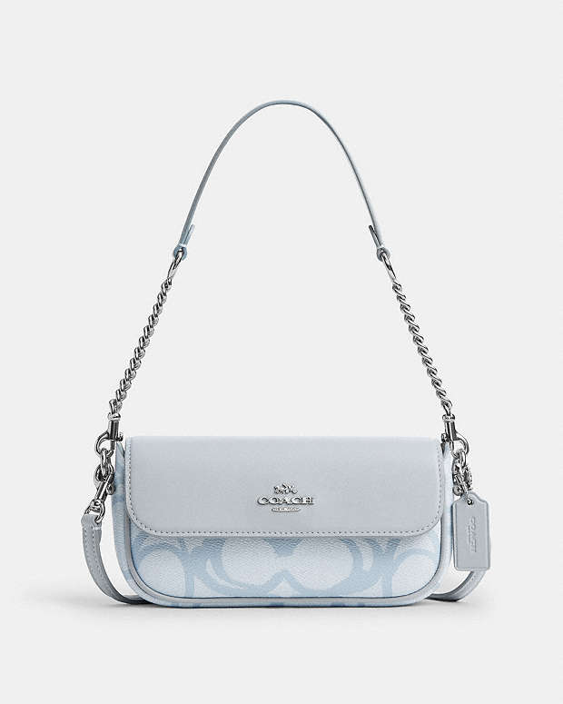 Hailey Flap Bag In Sketch Signature Canvas Signature Canvas-Silver-Ice Blue Signature Canvas-Silver-Ice Blue