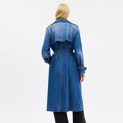 Coach Relaxed Denim Trench Coat In Organic Cotton Medium Blue