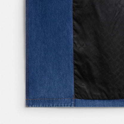 Coach Relaxed Denim Trench Coat In Organic Cotton Medium Blue