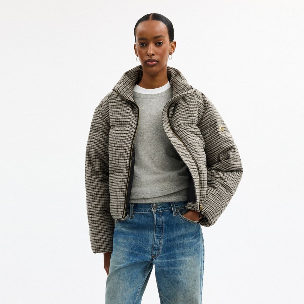 Coach Wool Puffer Houndstooth