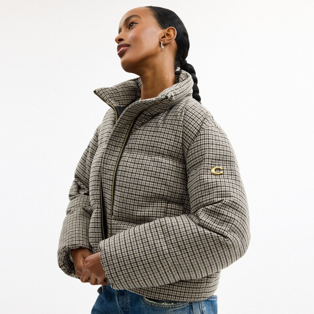 Coach Wool Puffer Houndstooth