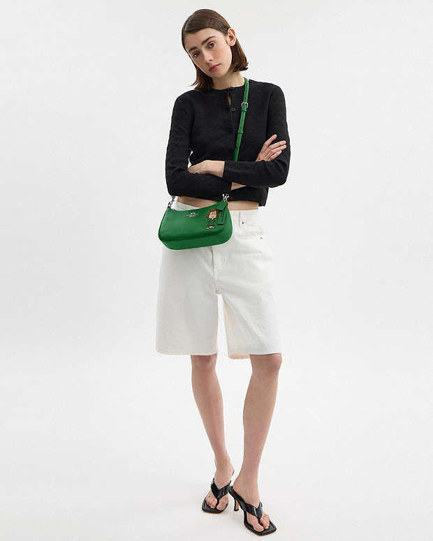 Coach X Peanuts Teri Shoulder Bag With Peppermint Patty Pebbled Leather-Sv-Kelly Green Multi Pebbled Leather-Sv-Kelly Green Multi