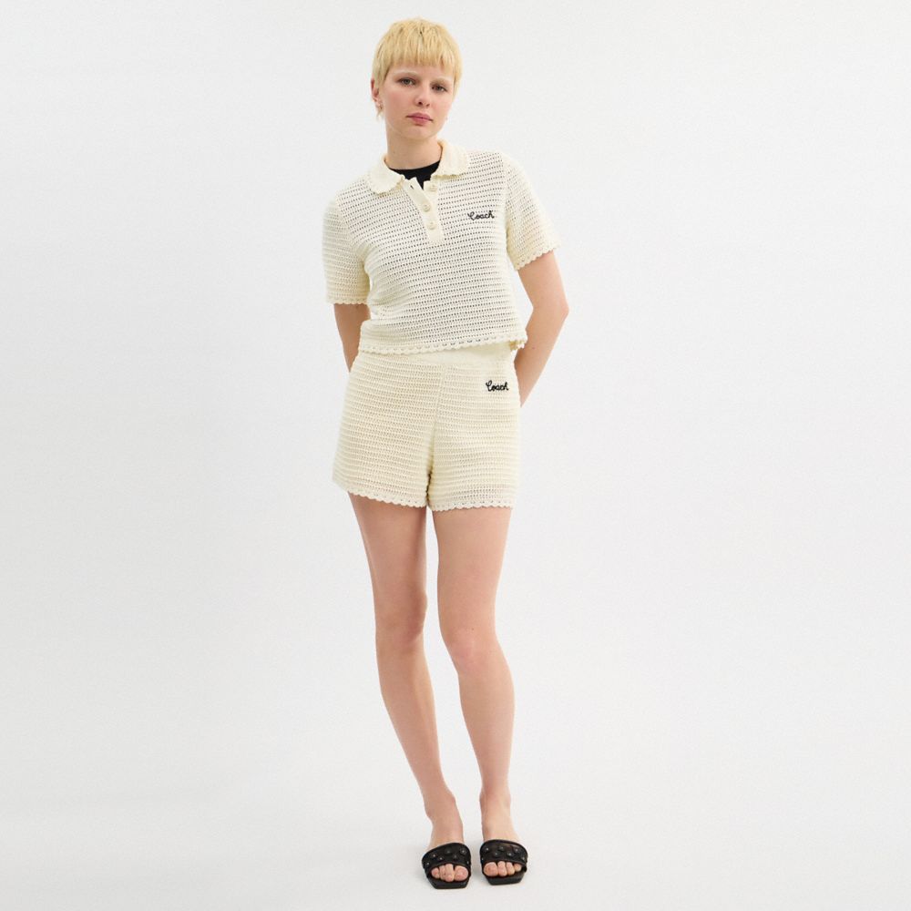 Coach Knit Shorts Cream