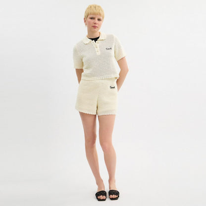 Coach Knit Shorts Cream