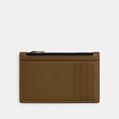Coach Zip Card Case Gunmetal Green