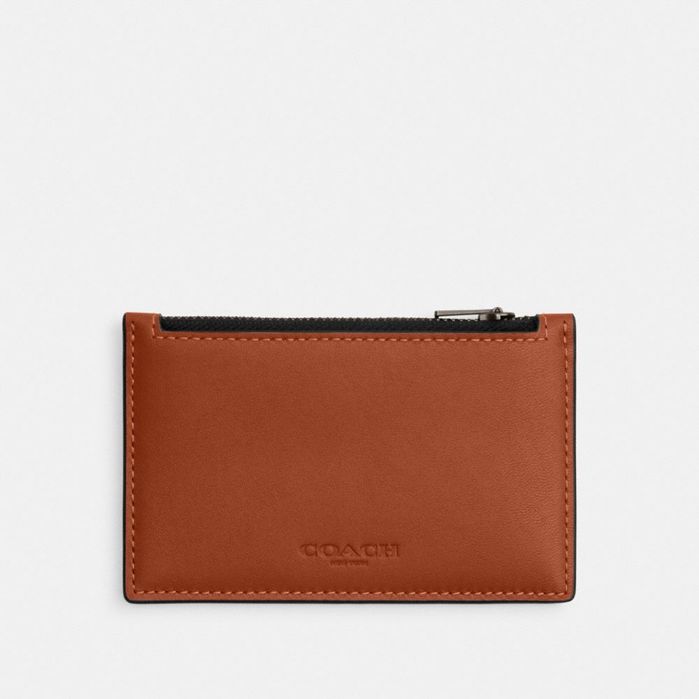 Coach Zip Card Case Gunmetal Tan
