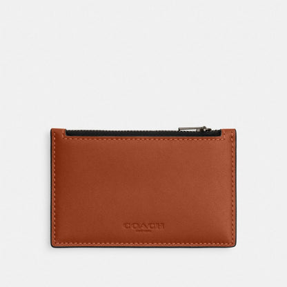Coach Zip Card Case Gunmetal Tan