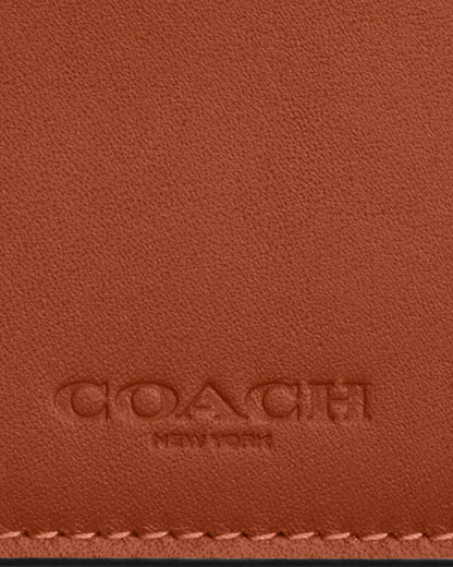 Zip Card Case Smooth Leather-Gunmetal-Tan Smooth Leather-Gunmetal-Tan