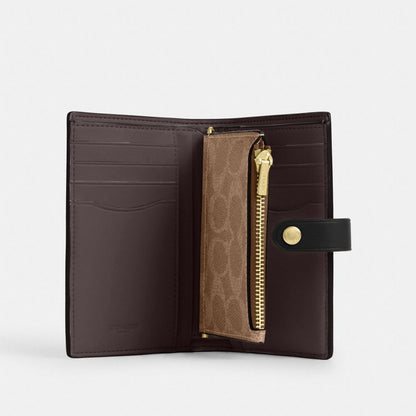 Coach 2 In 1 Wallet In Blocked Signature Canvas Gold Walnut Tan