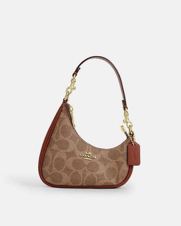 Mini Twisted Teri Bag Charm In Signature Canvas Signature Canvas-Im-Tan-Caramel Signature Canvas-Im-Tan-Caramel
