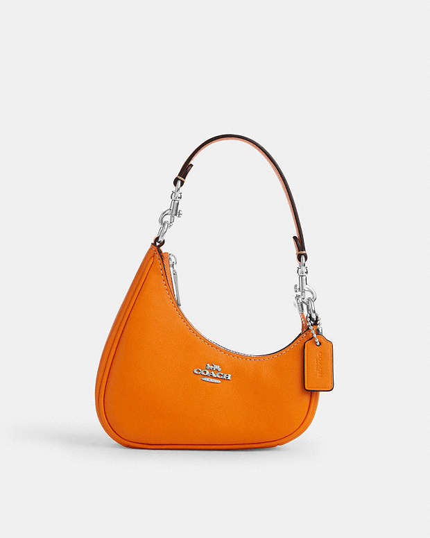 Mini Twisted Teri Bag Charm Smooth Leather-Silver-Bright Mandarin Smooth Leather-Silver-Bright Mandarin