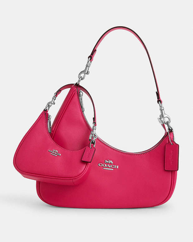 Mini Twisted Teri Bag Charm Smooth Leather-Sv-Dragon Fruit Smooth Leather-Sv-Dragon Fruit