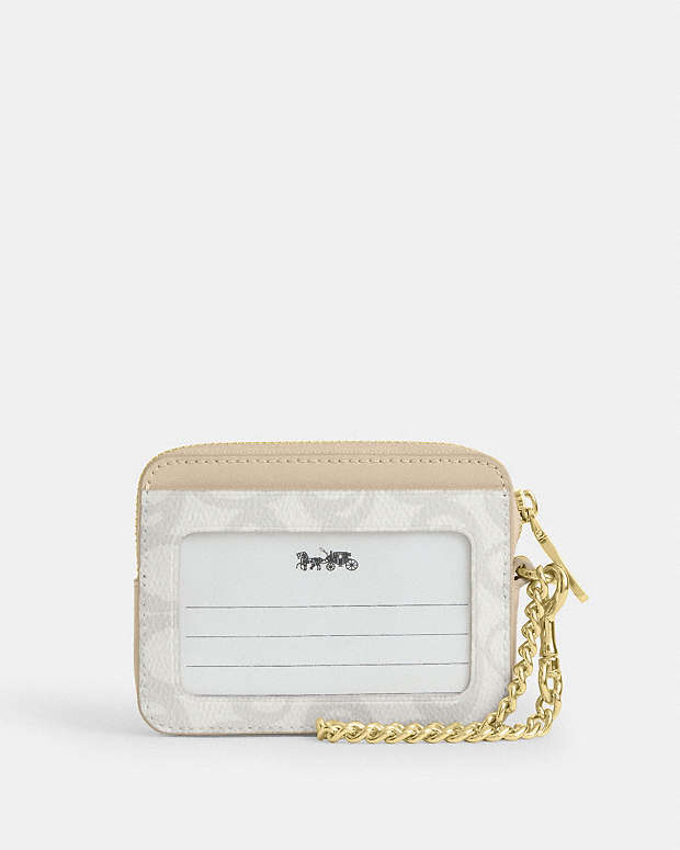 Zip Card Case In Sketch Signature Canvas Signature Canvas-Gold-Ivory Signature Canvas-Gold-Ivory