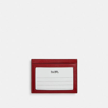 Coach Slim Id Card Case Gold Dark Cardinal