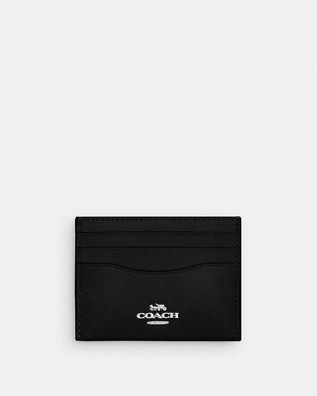 Slim Id Card Case Glazed Leather-Silver-Black Glazed Leather-Silver-Black