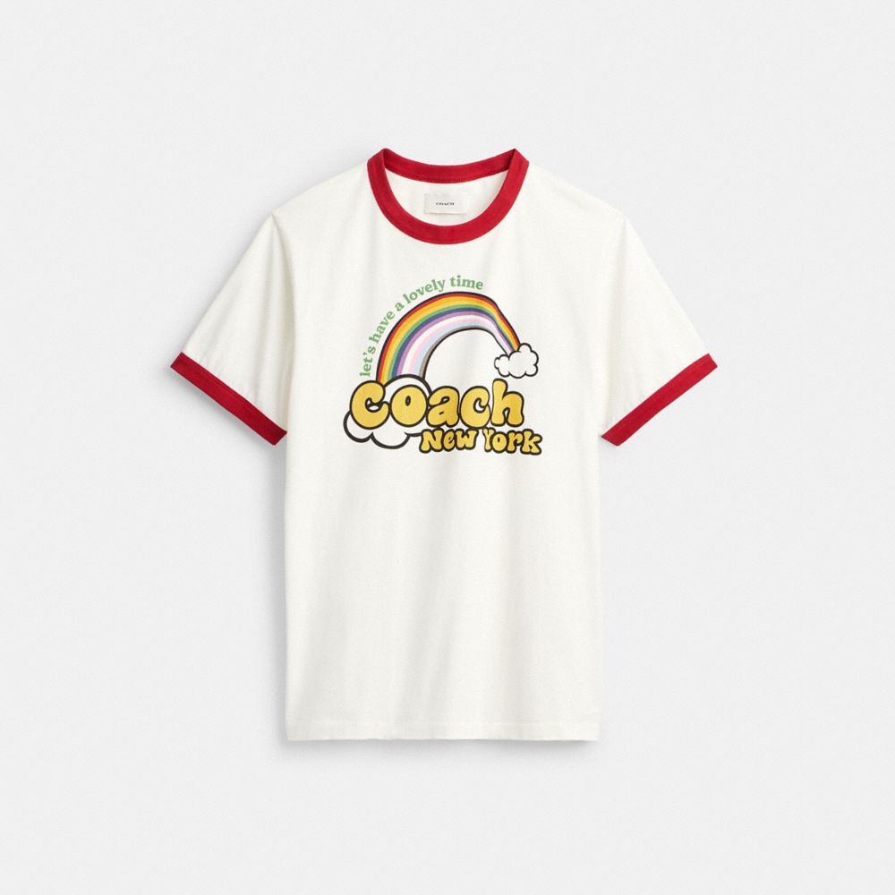 Coach Rainbow Ringer T Shirt White